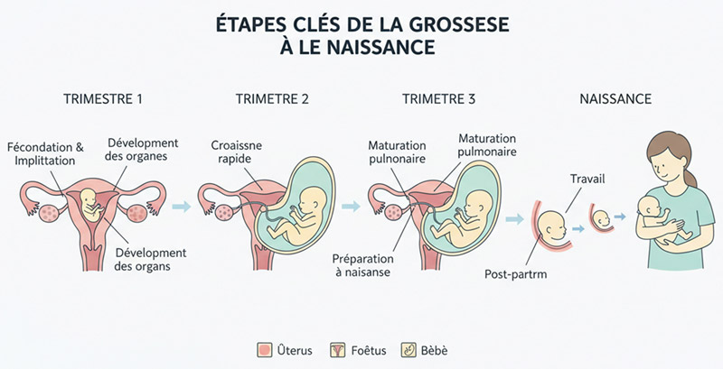 ÉTAPES CLÉS DE LA GROSSESE À LE NAISSANCE